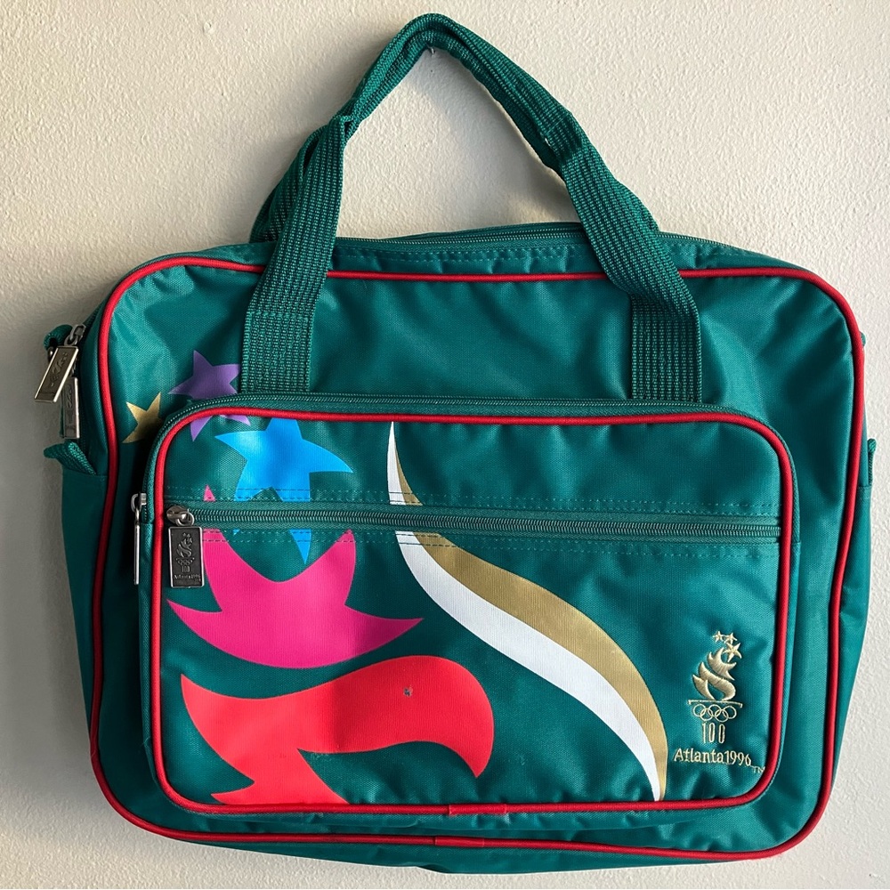 SOLD 🎉Vintage 1996 Atlanta Olympics Broadcasting Hand Bag Green 100 Year VTG